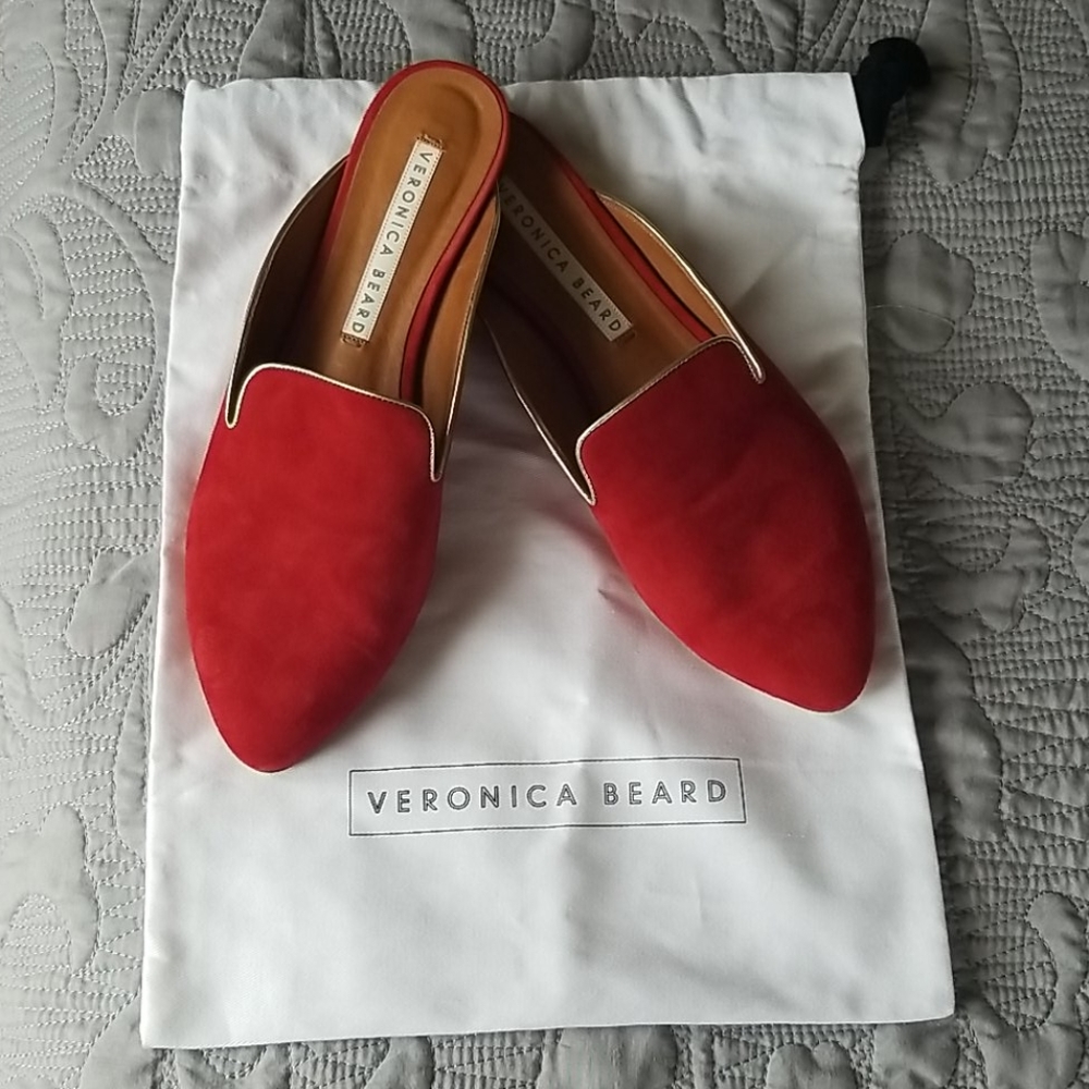 Veronica Beard Red Suede Mules